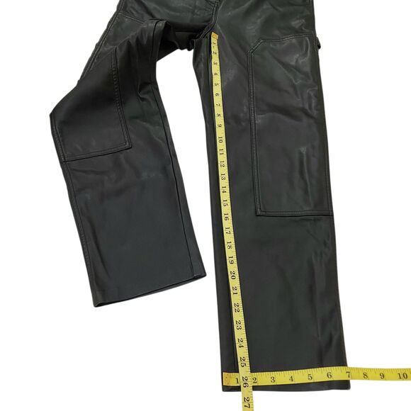 Wilfred Free Pants Womens 2 Black Faux Leather Cargo High Rise Utility Vegan - Picture 12 of 12